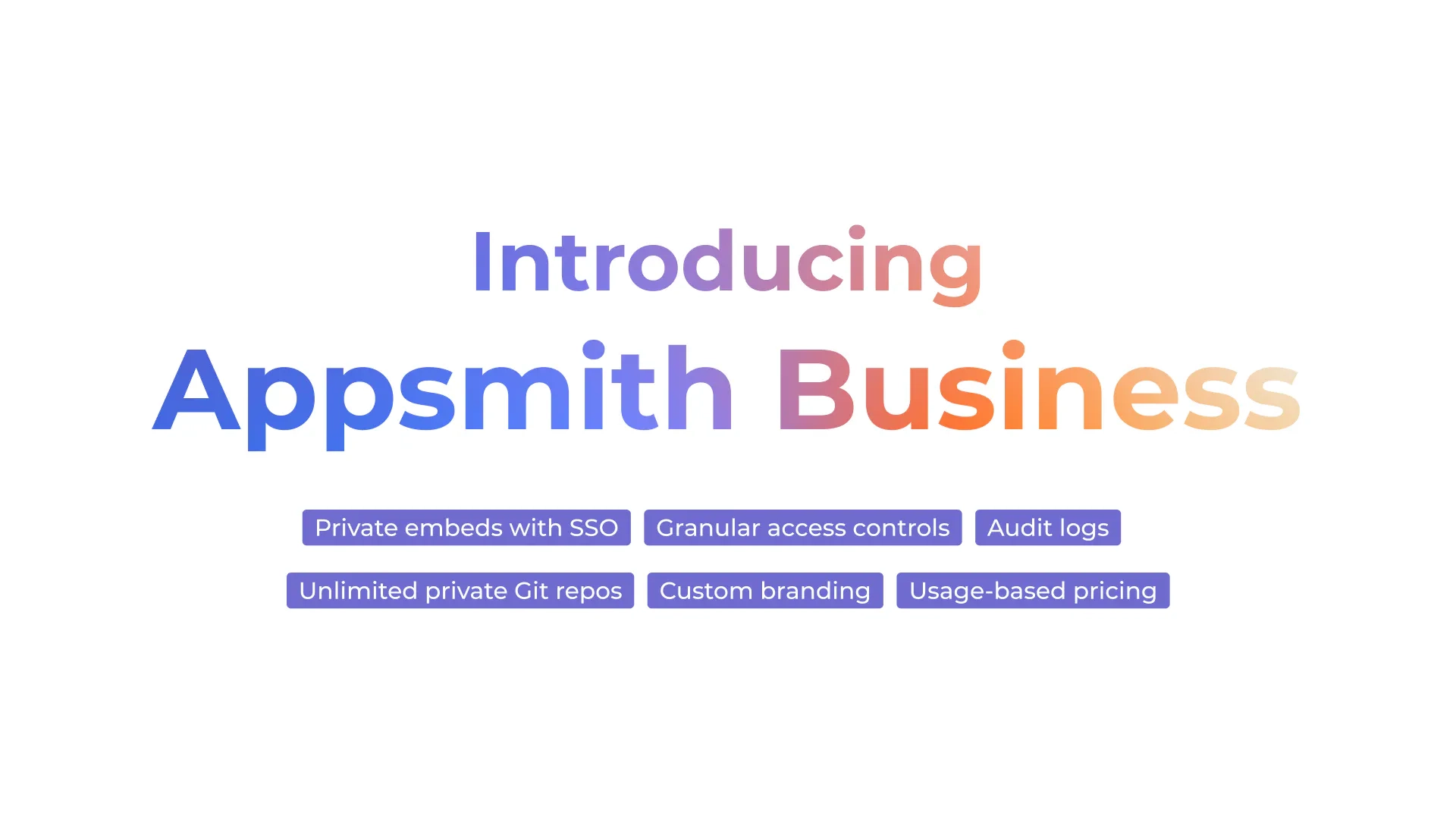 Announcing Appsmith Business • Hero