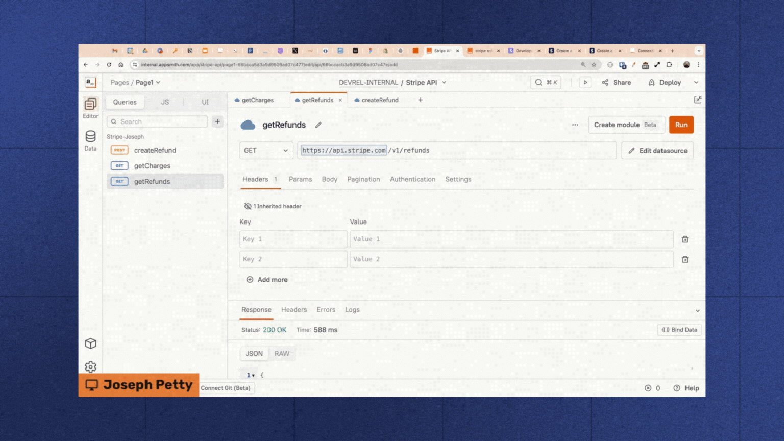 A GIF a workflow "Get Requests" in an Appsmith app.