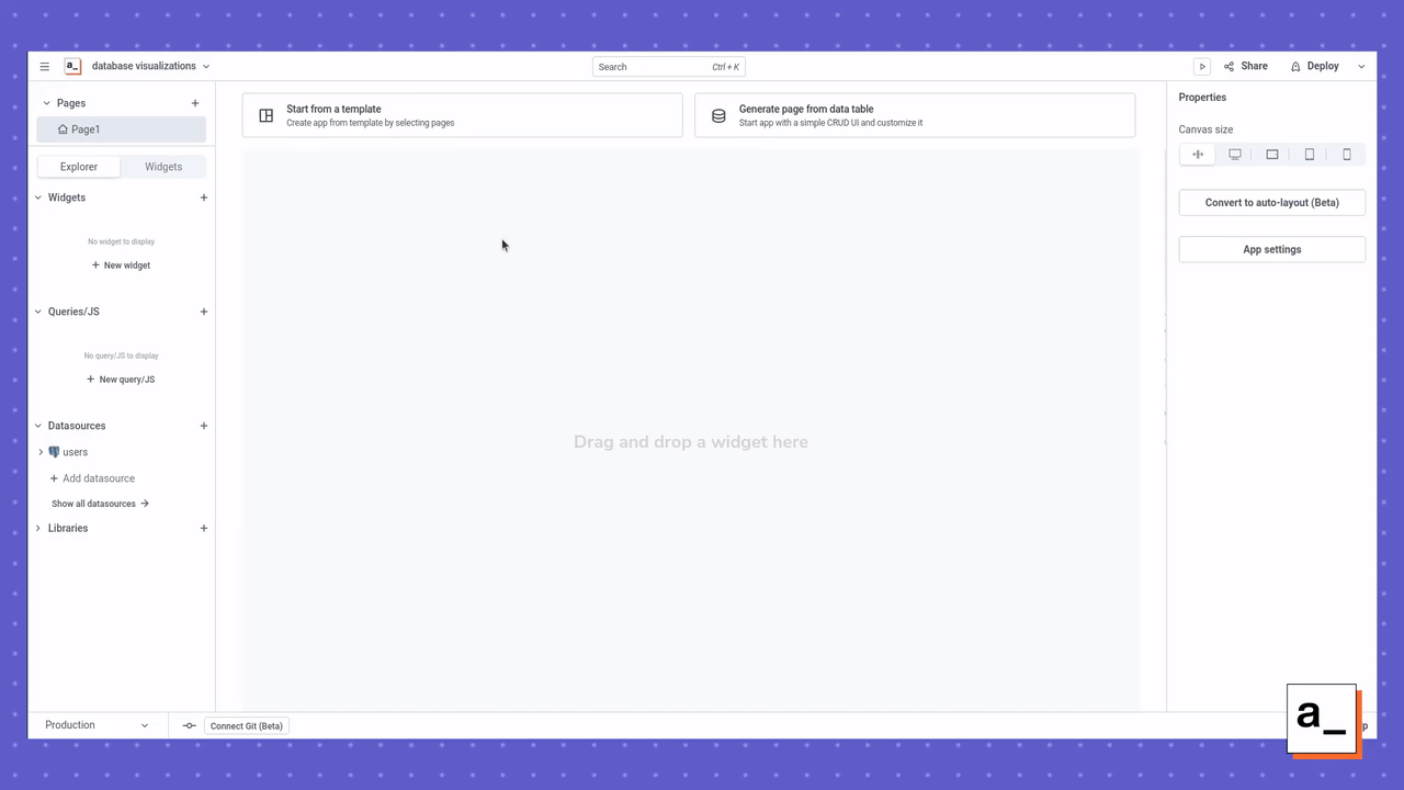 A screen recording showing how to create a query for a MySQL database in Appsmith that returns the number of newly created users by date.