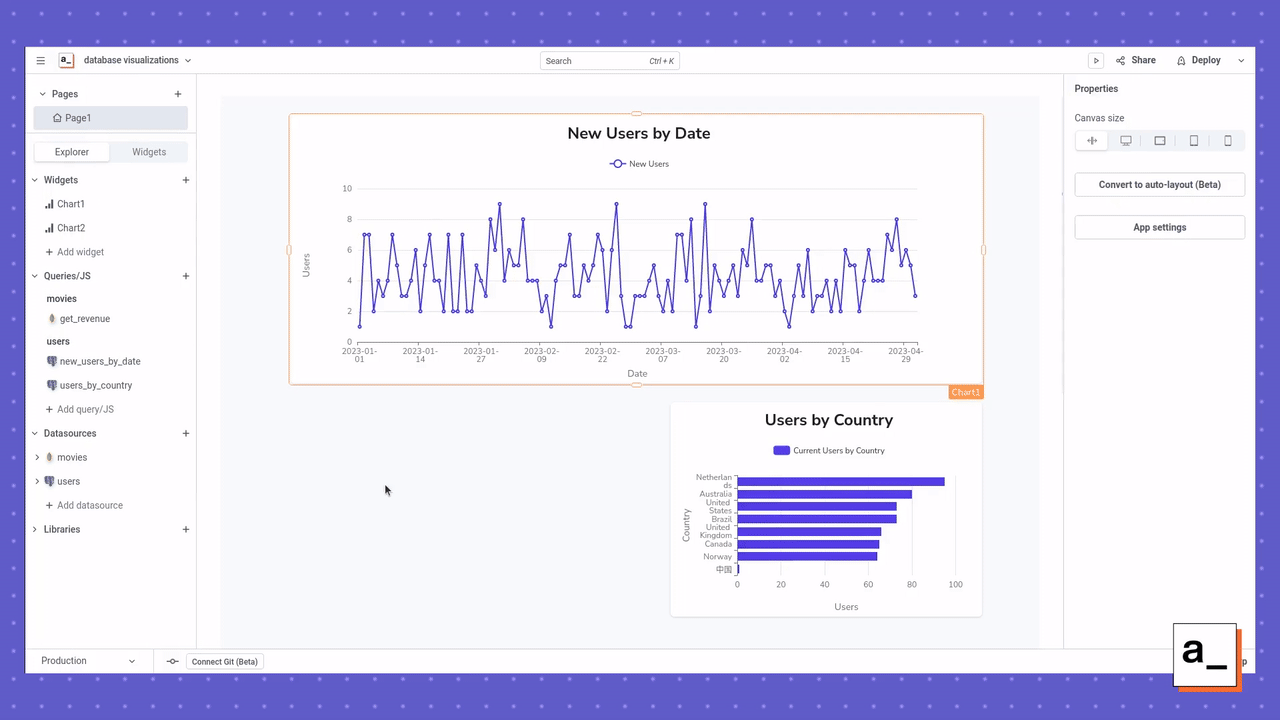 A screen recording showing how to update a table widget with your non-relational database query.
