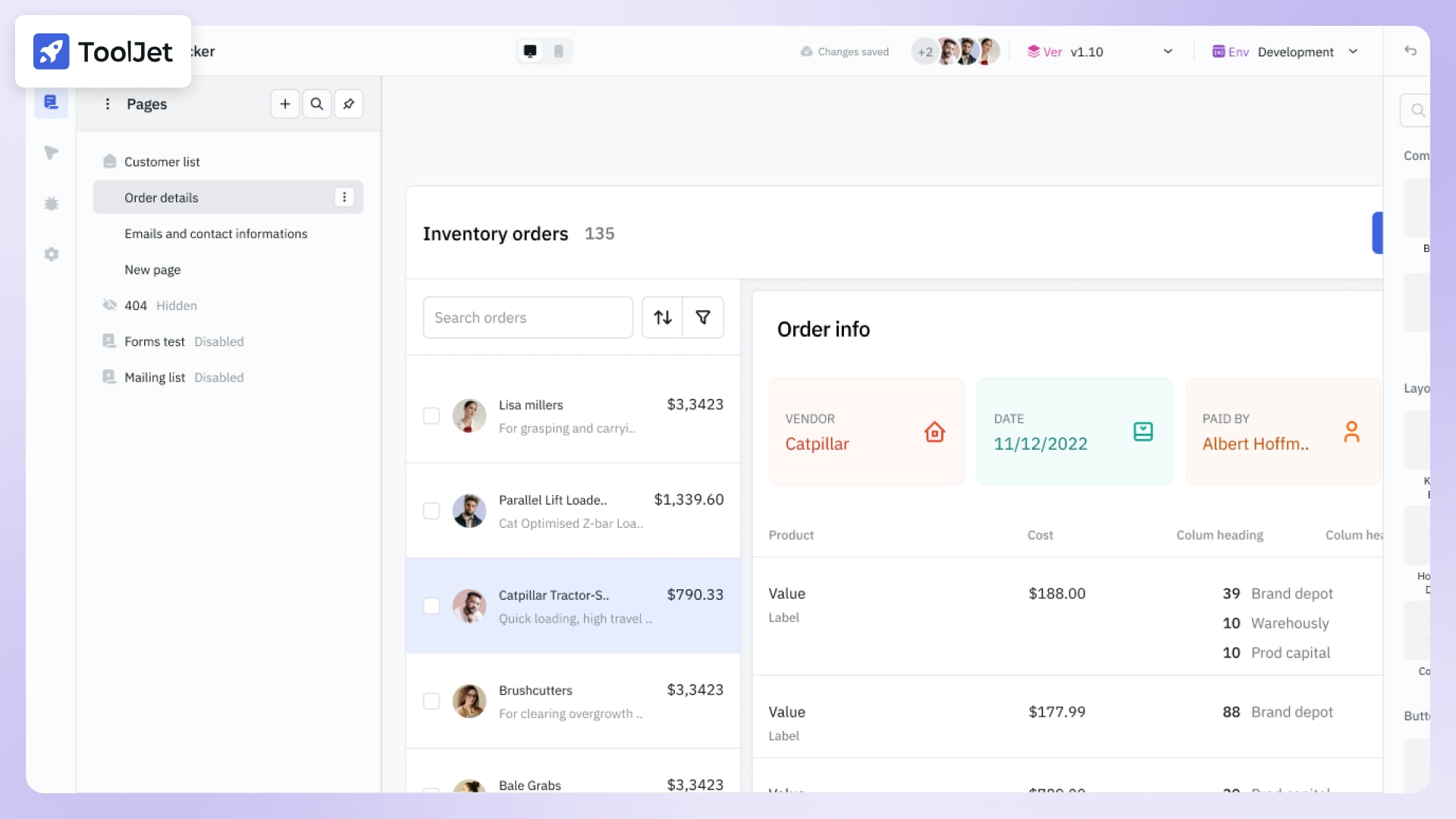 An image with lilac background and the screenshot of ToolJet's admin panel