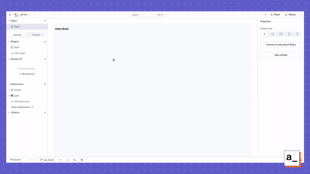 A screen recording showing the commit screen in Appsmith.