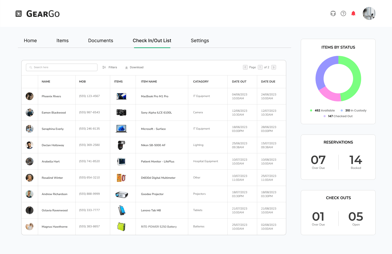 Equipment Checkout App