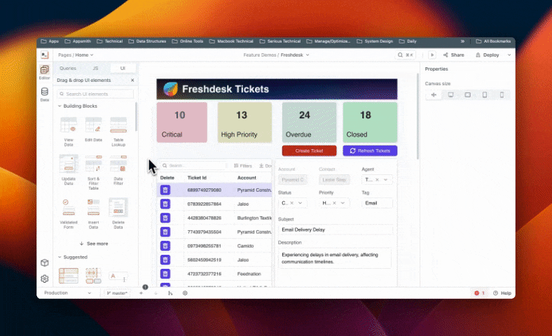 Screen recording showing Appsmith’s Git functionality